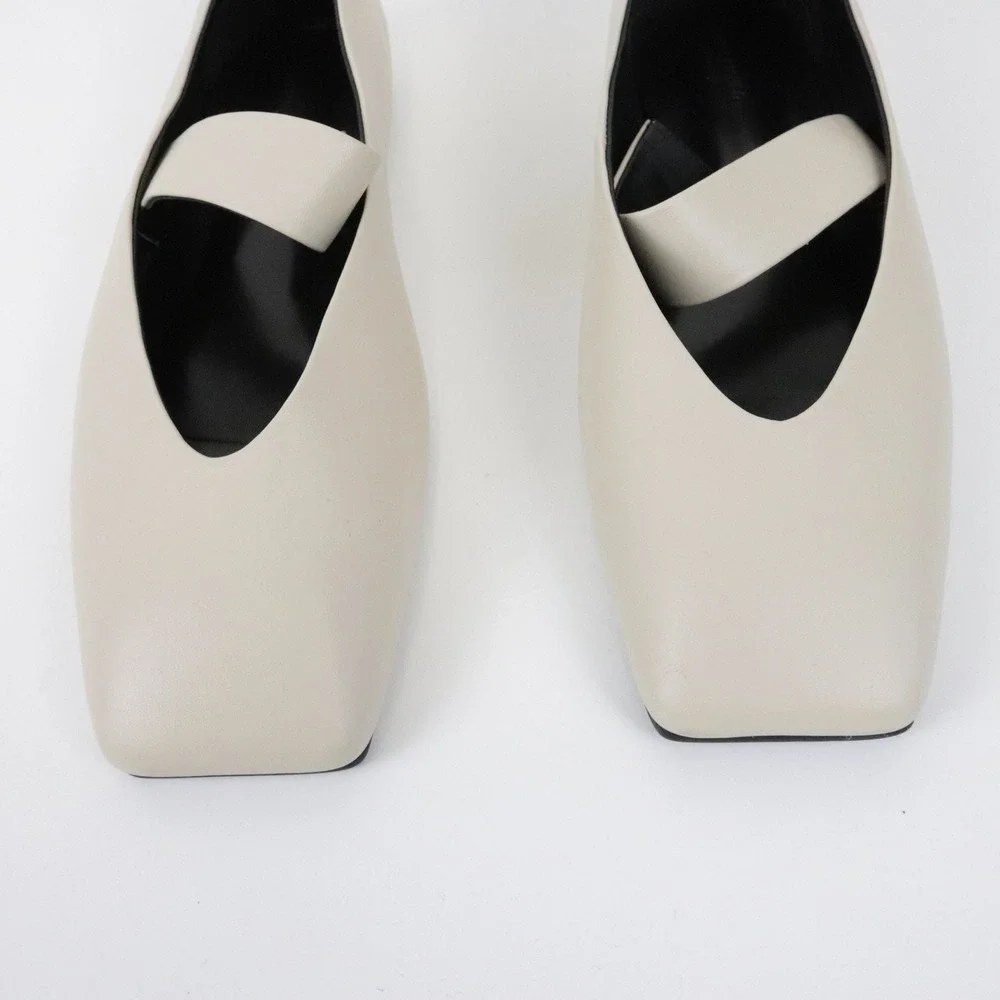 Tony Bianco Hawaii Flat 9 Vanilla Nappa Leather Square Toe Mary Jane